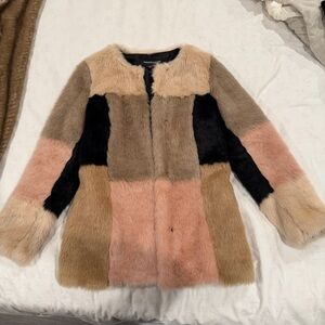 ASOS Warehouse Blush Pink Teddy Fur Coat Jacket Size Small